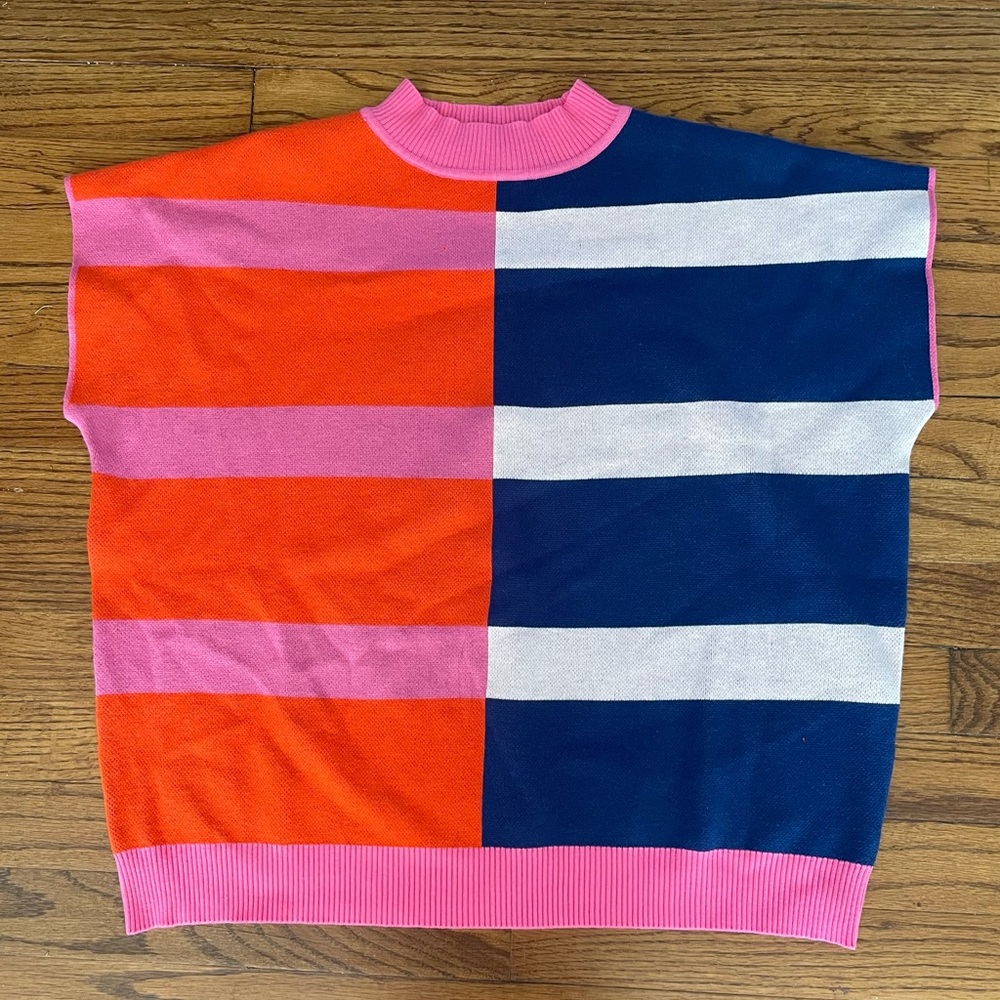 Michelle McDowell Noelle Sweater Navy / Pink / Orange Stripe Women’s Medium NWT